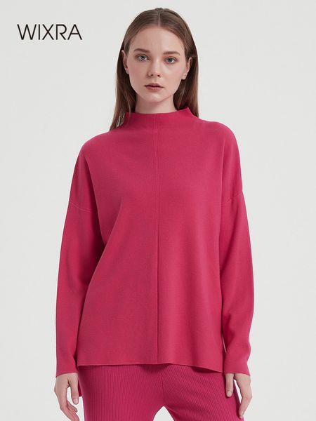 women's sweaters wixra sweater and jumper half high collar pullover casual hight street women long sleeve bright color loose clothing, White;black
women's sweaters wixra sweater and jumper half high collar pullover casual hight street women long sleeve bright color loose clothing, White;black