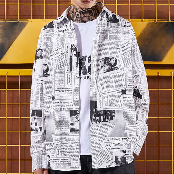 men s casual shirts cool spaper print men gothic oversize japan funny long sleeve loose ins summer punk harajuku 230228, White;black
men s casual shirts cool spaper print men gothic oversize japan funny long sleeve loose ins summer punk harajuku 230228, White;black