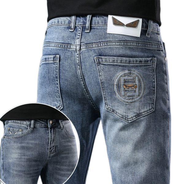 men's jeans spring summer thin denim slim fit european american high-end brand small straight pants xw2077-3, Blue
men's jeans spring summer thin denim slim fit european american high-end brand small straight pants xw2077-3, Blue