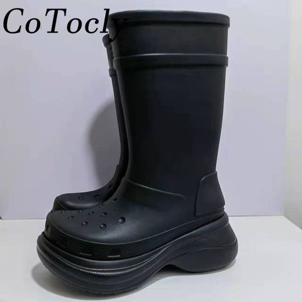 rain boots shoes women round toe rubber waterproof thick sole long woman flat platform female 230301, Black;red
rain boots shoes women round toe rubber waterproof thick sole long woman flat platform female 230301, Black;red