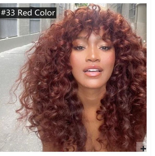 long deep curly burguary red human hair wig with bang machine made none lace glueless colored wigs 150%density full natural exactly like pic, Black;brown
long deep curly burguary red human hair wig with bang machine made none lace glueless colored wigs 150%density full natural exactly like pic, Black;brown