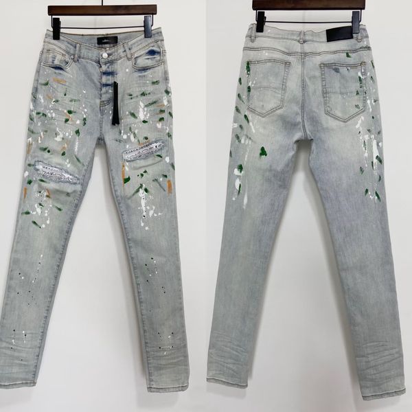 mens jeans hip hop style luxury designer denim pant distressed paint print design men jean straight leg jeans pants for man, Blue
mens jeans hip hop style luxury designer denim pant distressed paint print design men jean straight leg jeans pants for man, Blue