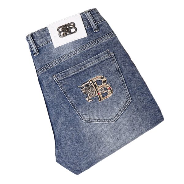 men's jeans spring summer thin denim slim fit european american high-end brand small straight pants xw2072-3, Blue
men's jeans spring summer thin denim slim fit european american high-end brand small straight pants xw2072-3, Blue