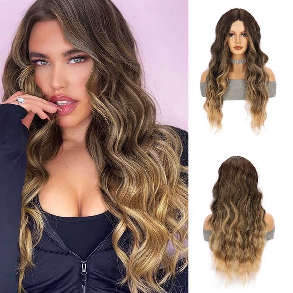 wig women's fluffy long curly hair small lace wig gradient color chemical fiber headwear wigs 230301, Black
wig women's fluffy long curly hair small lace wig gradient color chemical fiber headwear wigs 230301, Black