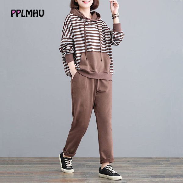 women's two piece pants spring casual loose striped hooded sweatshirt and harem tracksuit oversized 4xl korean 2 sets sweatsuit women o, White
women's two piece pants spring casual loose striped hooded sweatshirt and harem tracksuit oversized 4xl korean 2 sets sweatsuit women o, White