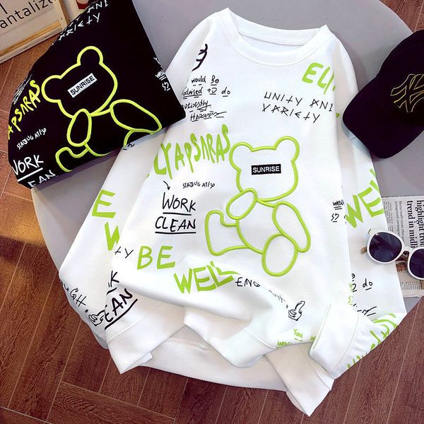 women's hoodies sweatshirts sweater spring and autumn machine embroidery bear long sleeve bottoming shirt original design ins loose 230, Black
women's hoodies sweatshirts sweater spring and autumn machine embroidery bear long sleeve bottoming shirt original design ins loose 230, Black