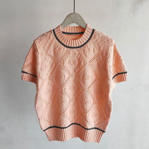 202 2023 milan runway spring summer women's sweaters short sleeve crew neck black white pink womens yidou, White;black
202 2023 milan runway spring summer women's sweaters short sleeve crew neck black white pink womens yidou, White;black