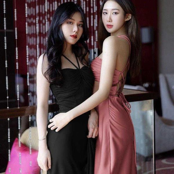 pleated chest casual dresses cup strap satin slim split sling dress temperament, Black;gray
pleated chest casual dresses cup strap satin slim split sling dress temperament, Black;gray