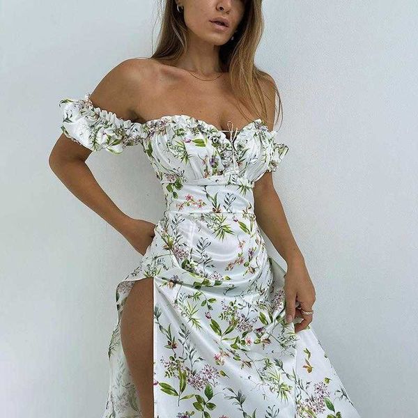 off the shoulder floral high slit dress casual waist tight vacation style, Black;gray
off the shoulder floral high slit dress casual waist tight vacation style, Black;gray