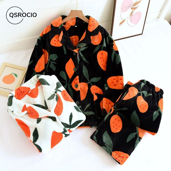 womens sleepwear qsrocio pajamas set warm flannel orange print casual homewear v neck nightwear femme for winter 230228, Black;red
womens sleepwear qsrocio pajamas set warm flannel orange print casual homewear v neck nightwear femme for winter 230228, Black;red