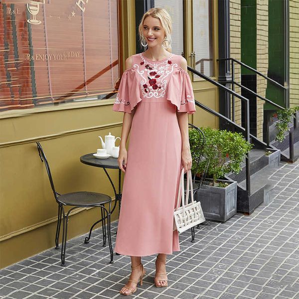 women's casual dresses mxz-99 round neck off shoulder sleeve embroidered high waist ruffle skirt long dresses, Black;gray
women's casual dresses mxz-99 round neck off shoulder sleeve embroidered high waist ruffle skirt long dresses, Black;gray