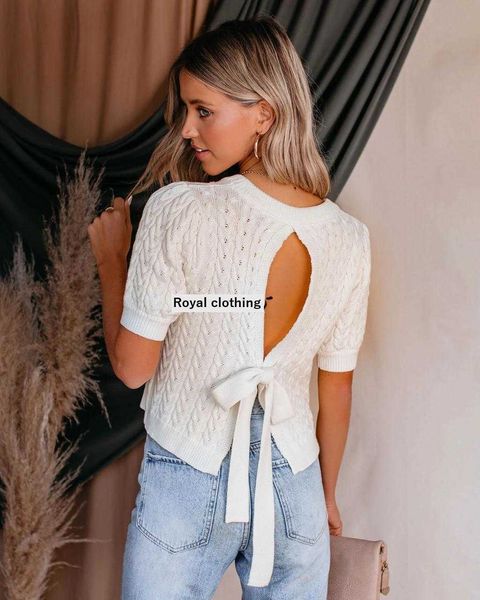 summer womens clothing oversized knit cami twist short sleeved t shirt vest, White