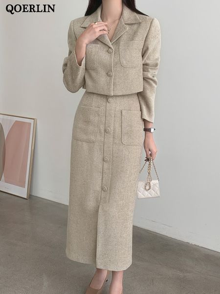 two piece dress qoerlin elegant tweed twopiece skirts and blazer suits stylilsh long sleeve short jacket coat high waist back zipper midi sk, White
two piece dress qoerlin elegant tweed twopiece skirts and blazer suits stylilsh long sleeve short jacket coat high waist back zipper midi sk, White