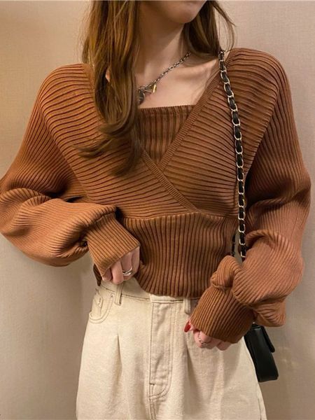 women's sweaters deeptown knitted crop sweaters women pullovers vintage casual design knit autumn solid korean fashion fake two-piece, White;black
women's sweaters deeptown knitted crop sweaters women pullovers vintage casual design knit autumn solid korean fashion fake two-piece, White;black