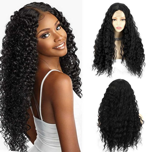 women's wig front lace long curly wig lace small curly wig chemical fiber full head wig 230301, Black
women's wig front lace long curly wig lace small curly wig chemical fiber full head wig 230301, Black