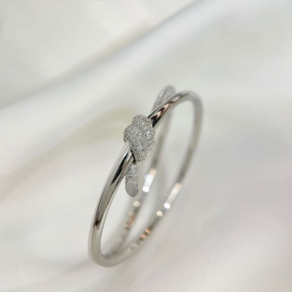 925 sterling silver knot bangle for women charm bracelets with diamond version, Golden;silver
925 sterling silver knot bangle for women charm bracelets with diamond version, Golden;silver