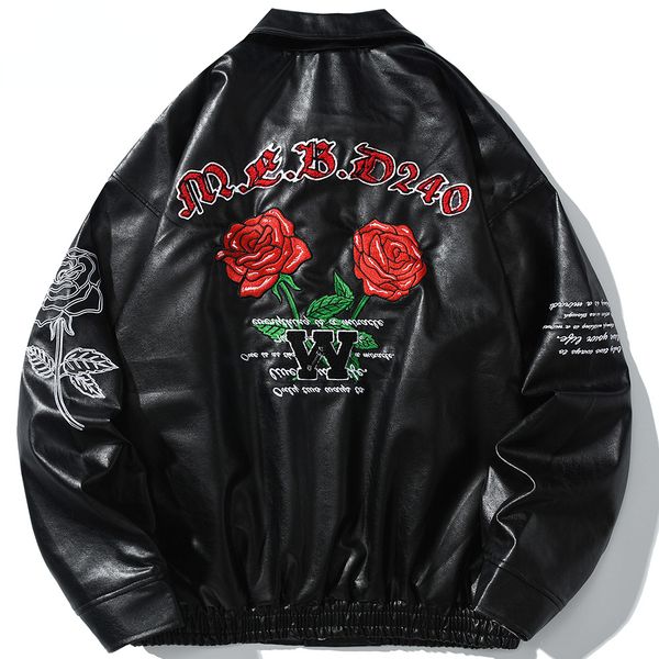 men's leather faux leather men pu leatherjacket rose flower letter embroidery coat single breasted hip hop high street fashion streetw, Black
men's leather faux leather men pu leatherjacket rose flower letter embroidery coat single breasted hip hop high street fashion streetw, Black