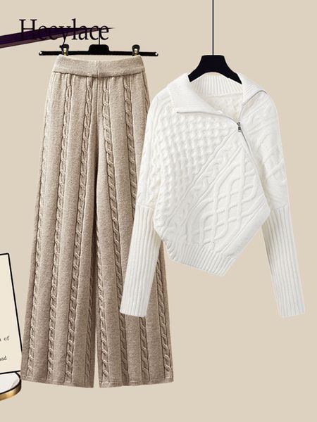 women s two piece pants fall winter knit pieces set s outfit office ladies elegant irregular knitted twist sweater and wide leg 230228, White
women s two piece pants fall winter knit pieces set s outfit office ladies elegant irregular knitted twist sweater and wide leg 230228, White