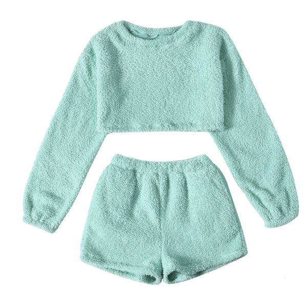 women's two piece pants shorts crop women 2pcs sets fluffy suits velvet plush sleepwear tracksuit casual sports set overalls sweatshirt, White
women's two piece pants shorts crop women 2pcs sets fluffy suits velvet plush sleepwear tracksuit casual sports set overalls sweatshirt, White