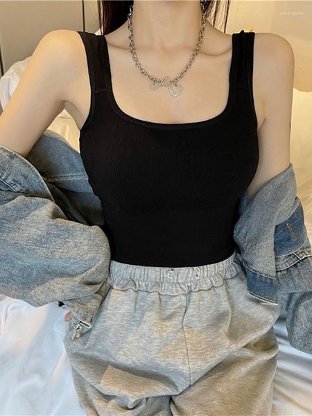 women's tanks tank women wire-square collar wide straps crop knitted with pad camisole solid corset female, White
women's tanks tank women wire-square collar wide straps crop knitted with pad camisole solid corset female, White