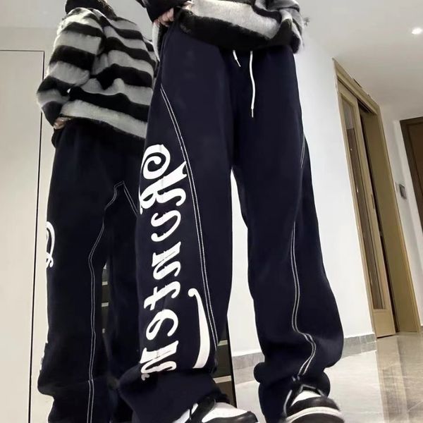women's pants s letter printing design sense vintage plus velvet wideleg pant women winter high street trend loose casual sports pants, Black;white
women's pants s letter printing design sense vintage plus velvet wideleg pant women winter high street trend loose casual sports pants, Black;white