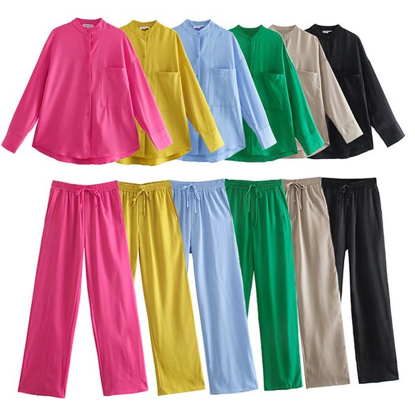 women s two piece pants suit spring summer fashion ladies shirt wide leg candy colors and female pant youth clothes 230228, White
women s two piece pants suit spring summer fashion ladies shirt wide leg candy colors and female pant youth clothes 230228, White