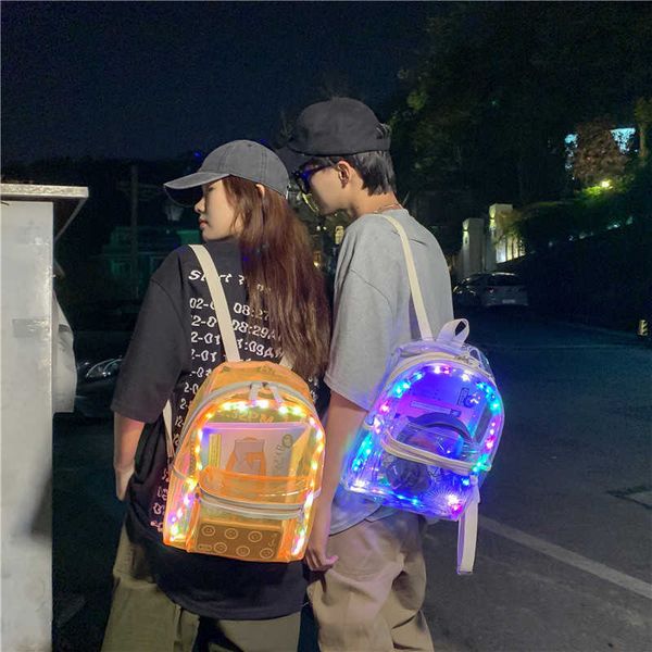2022 summer new transparent backpack women's shiny pvc schoolbag 230301 
2022 summer new transparent backpack women's shiny pvc schoolbag 230301