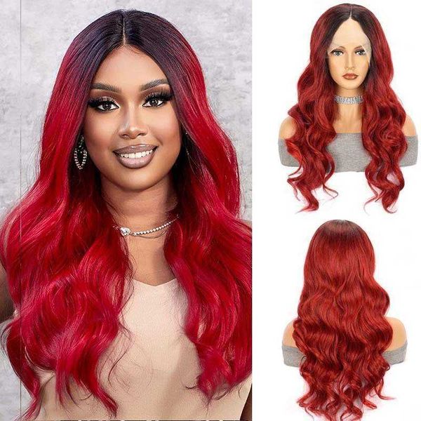 women's front lace wig with medium gradient black and red large wavy long hair chemical fiber headwear wigs 230301
women's front lace wig with medium gradient black and red large wavy long hair chemical fiber headwear wigs 230301