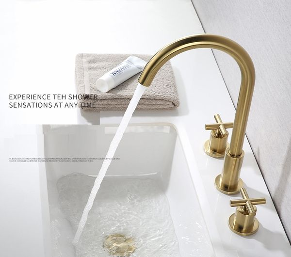 wire drawing gold separate faucet and cold separate basin faucet three holes bathroom counter pure copper vegetable basin faucet wholesale n
wire drawing gold separate faucet and cold separate basin faucet three holes bathroom counter pure copper vegetable basin faucet wholesale n