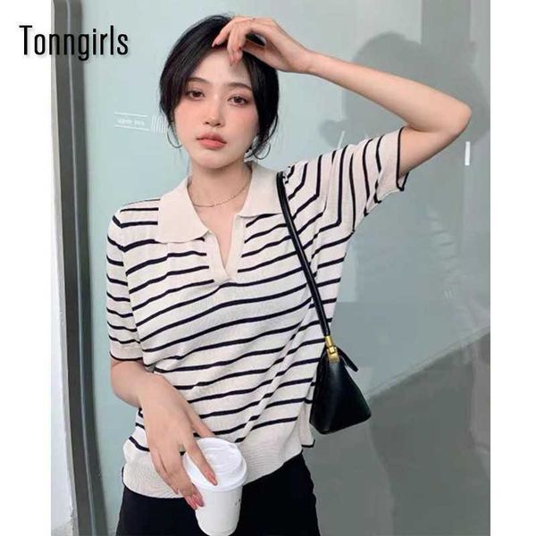 women's t-shirt tonngirls summer korean style polo shirt short sleeve striped turndown collar t shirts women knitted vintage tshirt jap, White
women's t-shirt tonngirls summer korean style polo shirt short sleeve striped turndown collar t shirts women knitted vintage tshirt jap, White