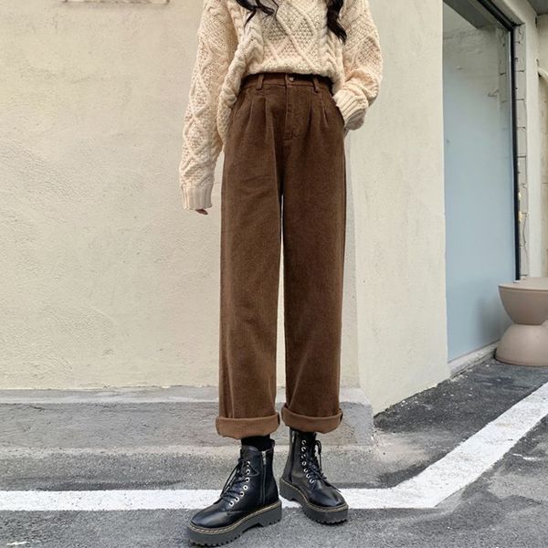 women's pants capris lucyever autumn casual corduroy pants women streetwear high waist wide leg pants woman vintage brown loose straigh, Black;white
women's pants capris lucyever autumn casual corduroy pants women streetwear high waist wide leg pants woman vintage brown loose straigh, Black;white