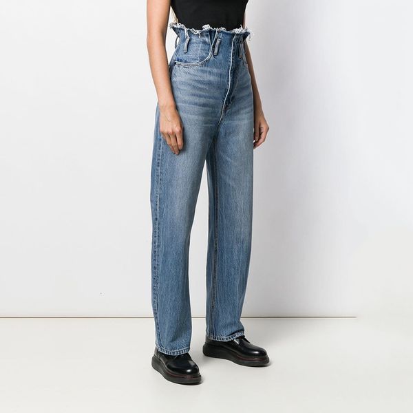 women's jeans hairy edge high waist pleated blue straight jeans female autumn and winter simple hundred with slim ninepoint pants 23030
women's jeans hairy edge high waist pleated blue straight jeans female autumn and winter simple hundred with slim ninepoint pants 23030