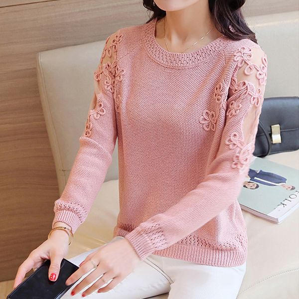women's sweaters knitted sweater women mesh stitching lace pullover sweaters fashion loose embroidery o neck jumper feminine 123hp 230, White;black
women's sweaters knitted sweater women mesh stitching lace pullover sweaters fashion loose embroidery o neck jumper feminine 123hp 230, White;black