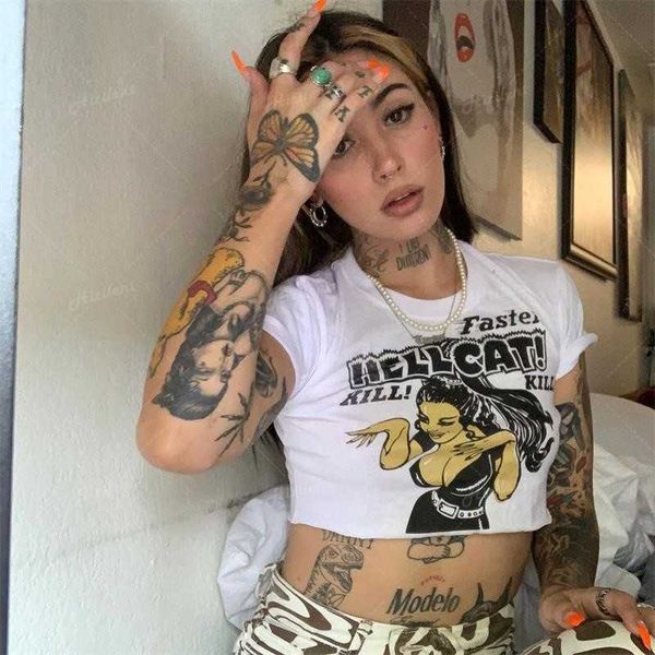 women's t-shirt y2k clothes anime graphics baby tee emo girl crop women slim 2000s fairy grunge aesthetic harajuku goth short sleeve ts, White
women's t-shirt y2k clothes anime graphics baby tee emo girl crop women slim 2000s fairy grunge aesthetic harajuku goth short sleeve ts, White