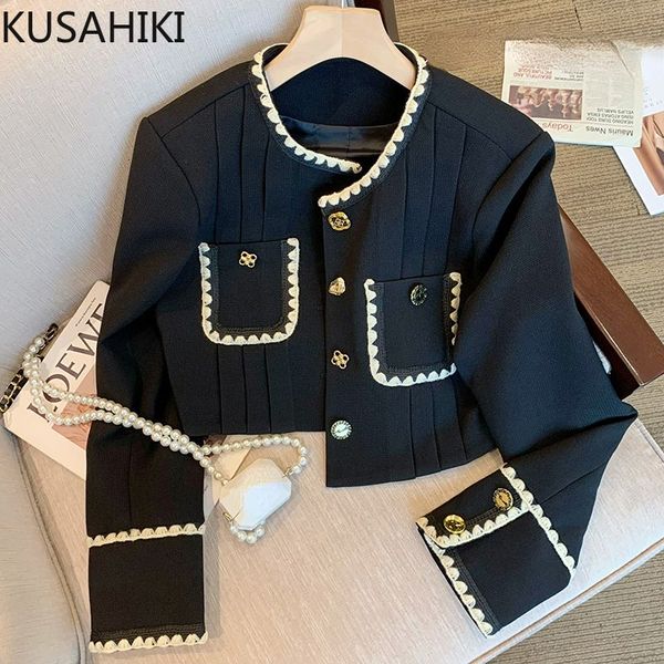 womens jackets kusahiki chic hit color short women coat long sleeve single breasted oneck autumn fashion elegant outwear 230301, Black;brown
womens jackets kusahiki chic hit color short women coat long sleeve single breasted oneck autumn fashion elegant outwear 230301, Black;brown