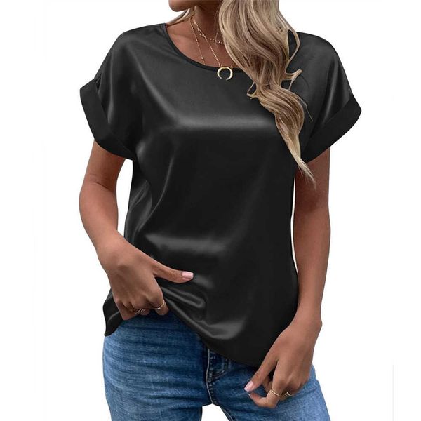 women's t-shirt silk thin short sleeve tees korean style slip women summer clothes elegant black solid loose casual 2xl z0301, White
women's t-shirt silk thin short sleeve tees korean style slip women summer clothes elegant black solid loose casual 2xl z0301, White