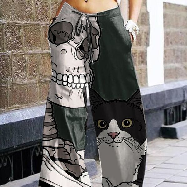women's pants s halloween skull print casual wide leg streetwear pantalones para trousers 230301, Black;white
women's pants s halloween skull print casual wide leg streetwear pantalones para trousers 230301, Black;white