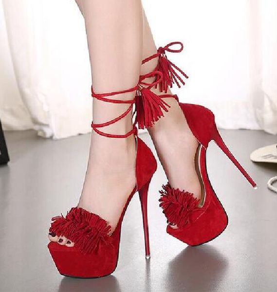 waterproof platform sandals lace tassel elegant high heels heels 16.5cm stiletto model catwalk shoe, Black
waterproof platform sandals lace tassel elegant high heels heels 16.5cm stiletto model catwalk shoe, Black