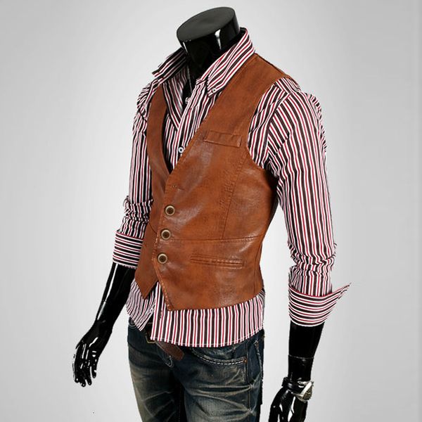 men's vests men's leather vest coat korea fashion street dress slim luxury designer vest sleeveless brown clothes 230301, Black;white
men's vests men's leather vest coat korea fashion street dress slim luxury designer vest sleeveless brown clothes 230301, Black;white