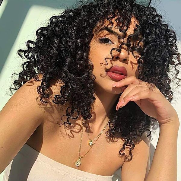 short curly wigs for black women with bangs afro short kinky curly big bouncy hair wig 12inch in front 14 inch back 150%full natural black, Black;brown
short curly wigs for black women with bangs afro short kinky curly big bouncy hair wig 12inch in front 14 inch back 150%full natural black, Black;brown