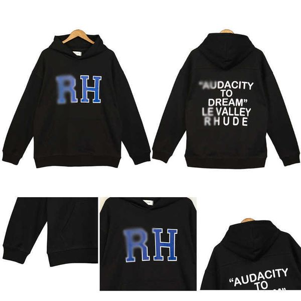 brand rhude fashion men's and women's street american loose simple letters rh autumn and winter hoodie, Black
brand rhude fashion men's and women's street american loose simple letters rh autumn and winter hoodie, Black