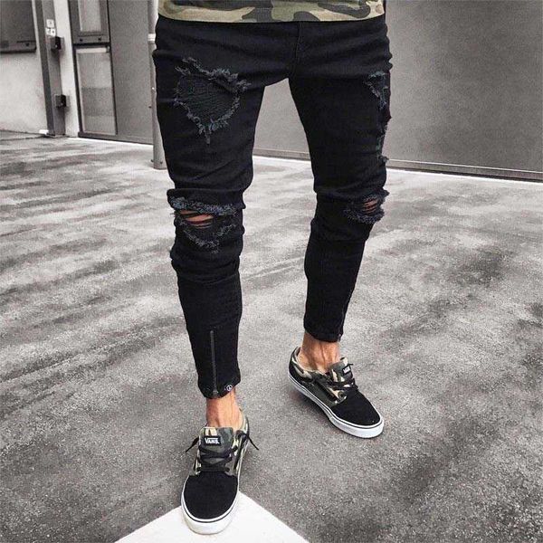 men's jeans new fashion pants split elastic zipper four season perforated pencil denim cotton y2303, Blue
men's jeans new fashion pants split elastic zipper four season perforated pencil denim cotton y2303, Blue
