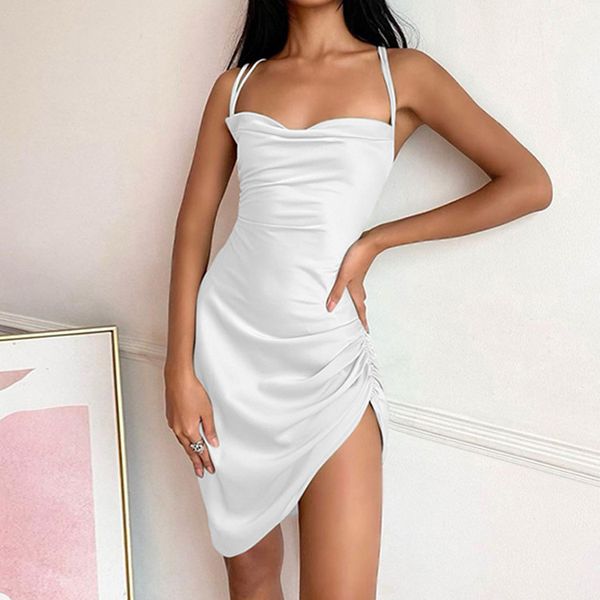 woman casual dresses pure color slim high waist ruffle temperament dress strappy dresses, Black;gray
woman casual dresses pure color slim high waist ruffle temperament dress strappy dresses, Black;gray