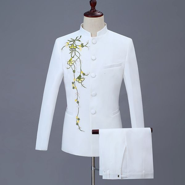 men's suits blazers two pcs set suit jacket pants / fashion men's casual boutique personalized printing stand up collar chinese tu, White;black
men's suits blazers two pcs set suit jacket pants / fashion men's casual boutique personalized printing stand up collar chinese tu, White;black