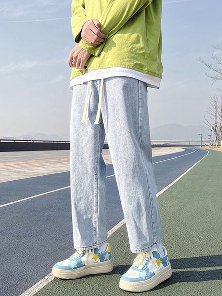 men s jeans summer men cotton casual loose wide leg straight vintage denim pants drawstring waist blue black trousers male 230228
men s jeans summer men cotton casual loose wide leg straight vintage denim pants drawstring waist blue black trousers male 230228