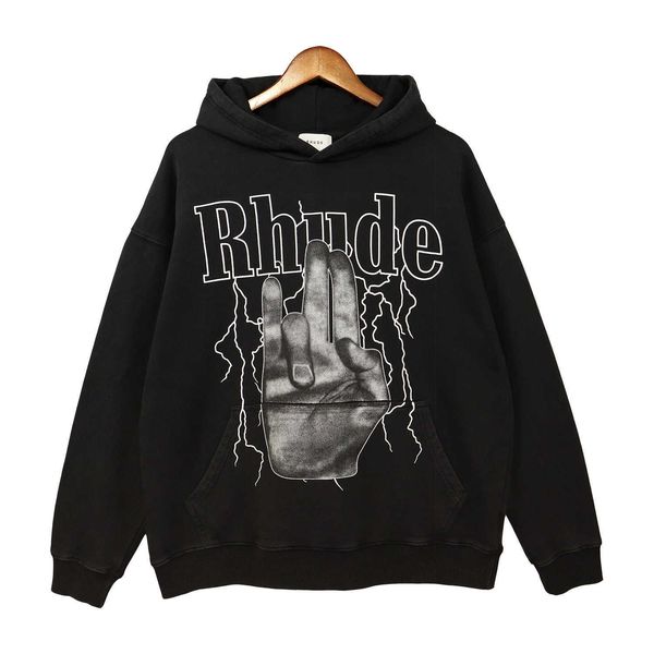 fashion brand rhude lightning gesture letter wash hooded sweater men and women high street hoodie coat, Black
fashion brand rhude lightning gesture letter wash hooded sweater men and women high street hoodie coat, Black