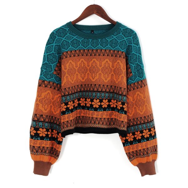 women's sweaters woman short sweater retro chic splicing color winter young girls warm clothing knitted flower pattern pullover for wom, White;black
women's sweaters woman short sweater retro chic splicing color winter young girls warm clothing knitted flower pattern pullover for wom, White;black