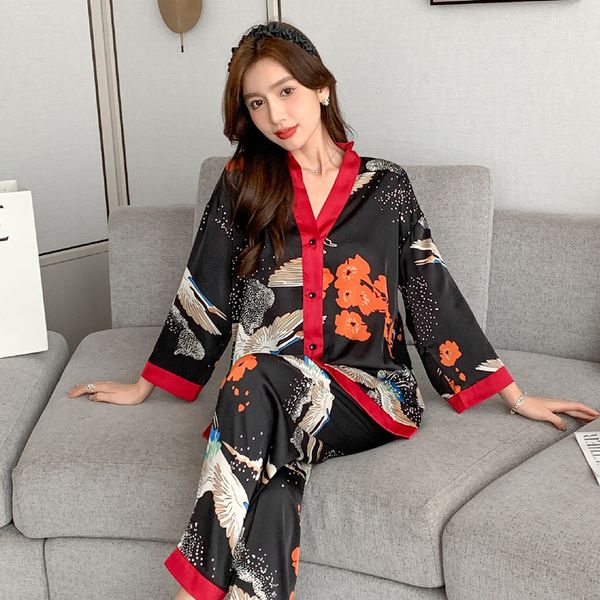 womens sleepwear lisacmvpnel printed fashion women pajama set ice silk long sleeve suit pyjamas casual vneck 230228, Black;red
womens sleepwear lisacmvpnel printed fashion women pajama set ice silk long sleeve suit pyjamas casual vneck 230228, Black;red
