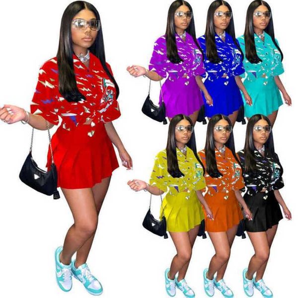 women 2 piece dress summer digital skull print loose button shirt pleated fashion short skirt party dresses, White
women 2 piece dress summer digital skull print loose button shirt pleated fashion short skirt party dresses, White
