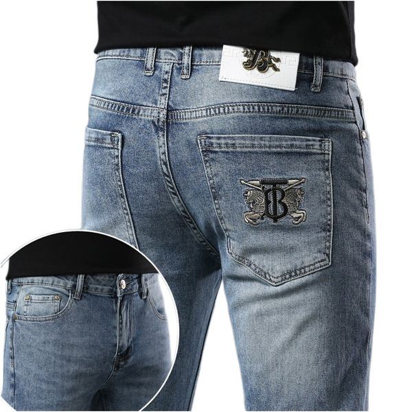 men's jeans spring summer thin denim slim fit european american high-end brand small straight pants xw2070-3, Blue
men's jeans spring summer thin denim slim fit european american high-end brand small straight pants xw2070-3, Blue